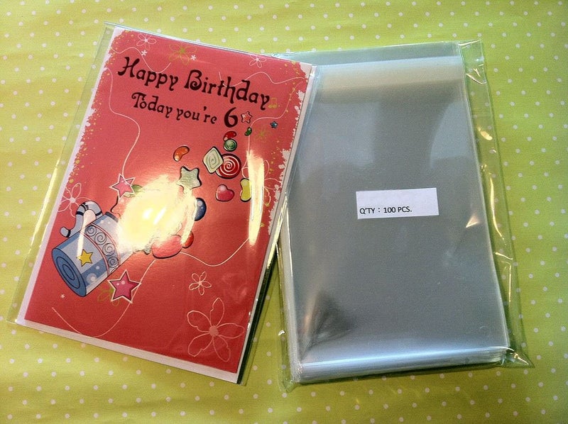 UNIQUEPACKING 500 Pcs 5 5/8 X 8 1/4 Clear A8+ Card Resealable Cello/Cellophane Bags (Fit A8 Card w/Envelope) - Image 2